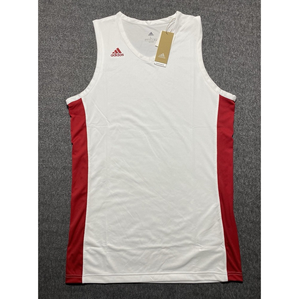 Adidas Next Prime Tank Top Basketball Jersey Mens  Training White/Red Size L